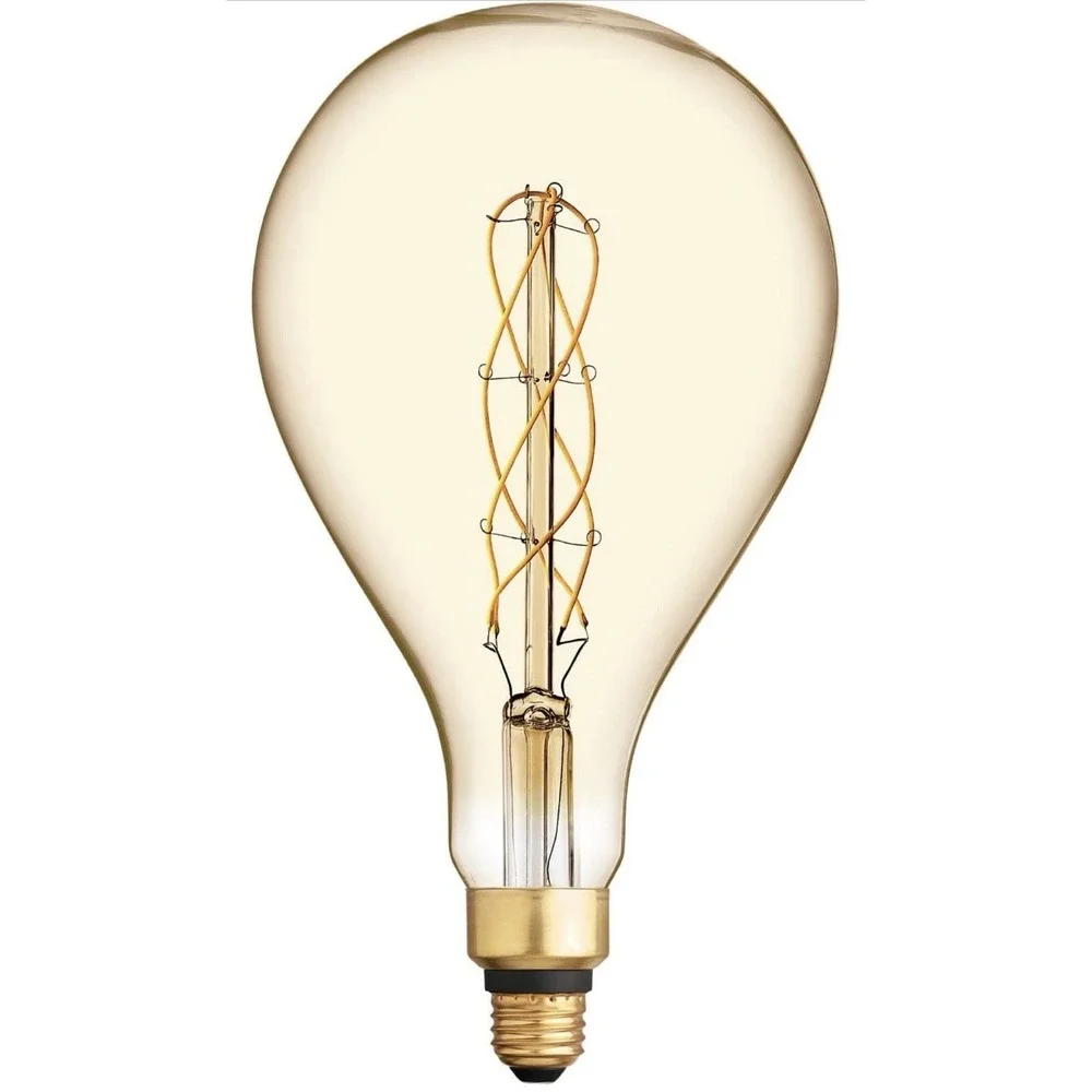 GE Vintage Style Amber Glass LED PS52 Dimmable 40w Medium Base Large Pear Tested